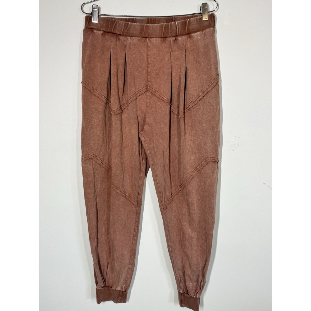 Easel Mineral Washed Lightweight Jogger Pants Distressed Rust Beachy Boho Size L